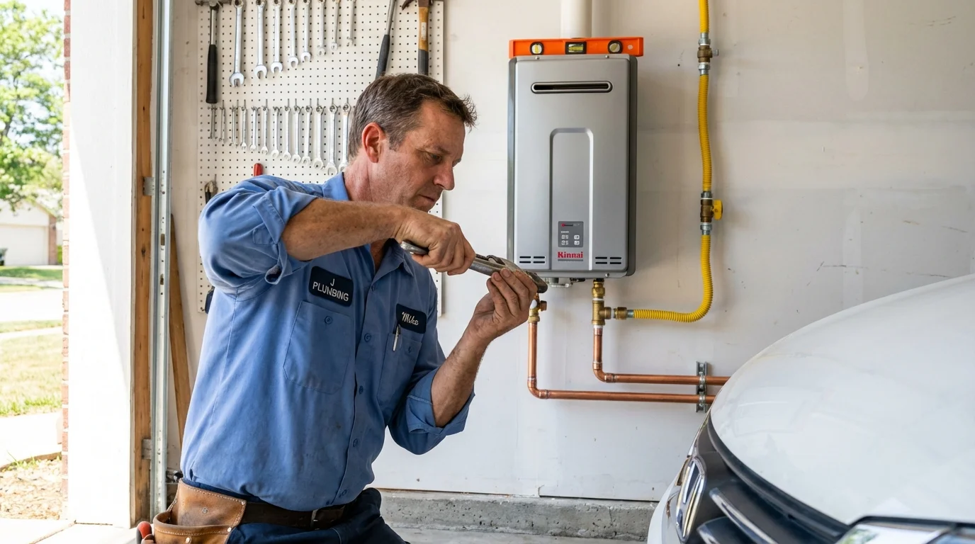 Tankless water heater installation by a Johns Plumbing LLC plumber in Houston